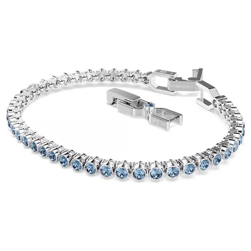 Bracelet Tennis Imber Emily en Métal Rhodié Serti de Cristaux Swarovski Bleus. Color: blanc | Doucet Latendresse