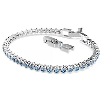Bracelet Tennis Imber Emily en Métal Rhodié Serti de Cristaux Swarovski Bleus. Color: blanc | Doucet Latendresse