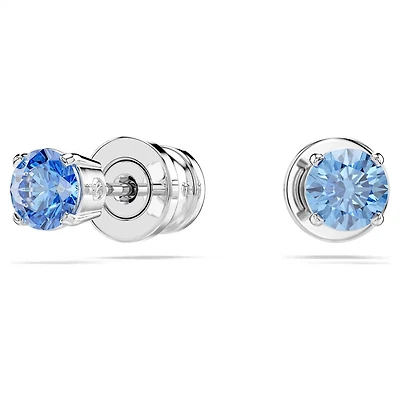 Boucles d'Oreilles Stilla Attract en Métal Rhodié avec Cristal Swarovski Bleu - 0.4 x 0.4 cm. Color: blanc | Doucet Latendresse