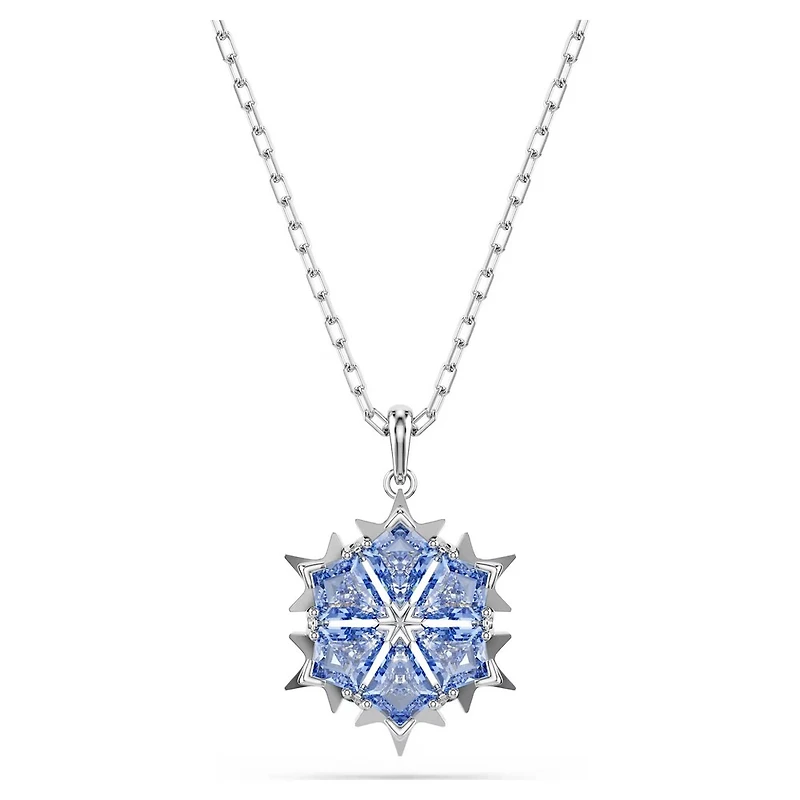 Pendentif Flocon de Neige Serti de Cristaux Swarovski Bleus-Gris avec Chaine. Color: blanc | Doucet Latendresse