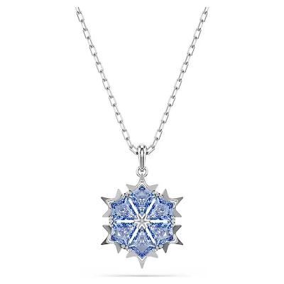 Pendentif Flocon de Neige Serti de Cristaux Swarovski Bleus-Gris avec Chaine. Color: blanc | Doucet Latendresse