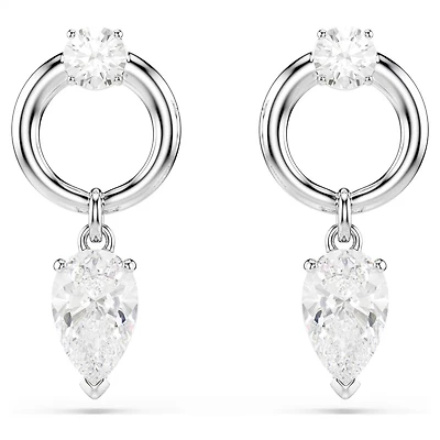Mesmera Earrings in Rhodium-Plated Metal Set with Swarovski Crystals. Color: white | Doucet Latendresse