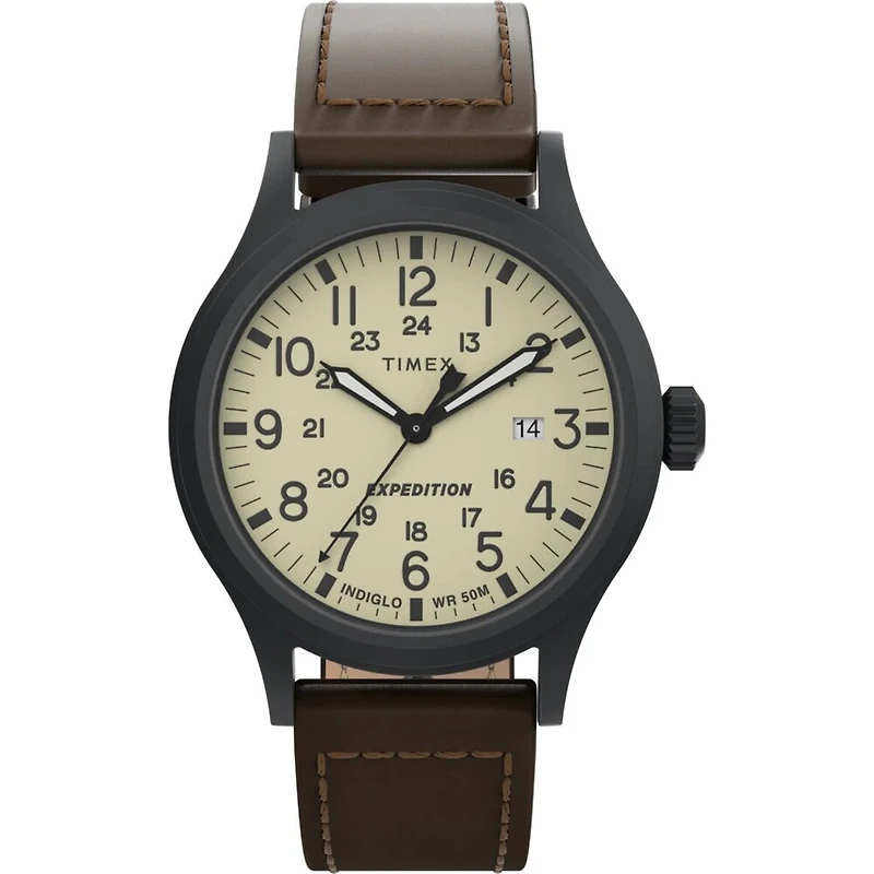 Montre Timex T49963 avec Boitier en Laiton et Bracelet en Cuir - 40mm | Doucet Latendresse