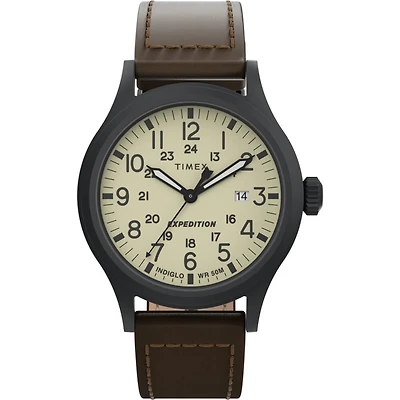 Montre Timex T49963 avec Boitier en Laiton et Bracelet en Cuir - 40mm | Doucet Latendresse