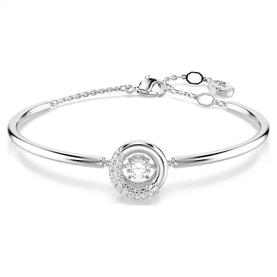 Dextera Rhodium-Plated Metal Bangle Bracelet - 17 cm. Color: white | Doucet Latendresse