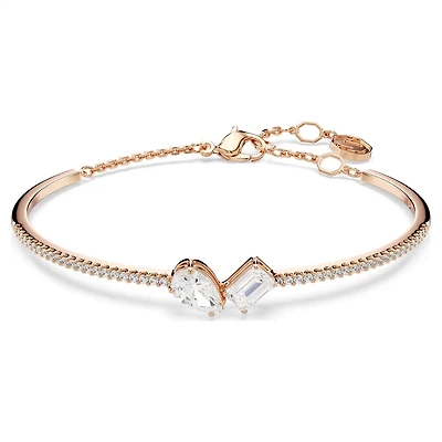 Mesmera Rose Gold Plated Bangle with Swarovski Crystals - 15.7cm. Color: pink | Doucet Latendresse