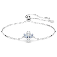 Bracelet Ange en Métal Rhodié Serti de Cristaux Swarovski Bleus - 24 cm. Color: blanc | Doucet Latendresse