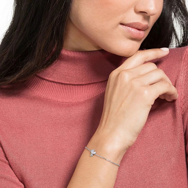 Bracelet Magic en Métal Rhodié avec Cristaux Swarovski Bleu en forme d'ange - 9.5