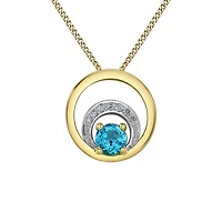 Pendentif en Or 10k avec Topaze Bleue et Diamants - 18