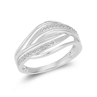 Bague Entrelacée en Or blanc 10K Sertie de Diamants