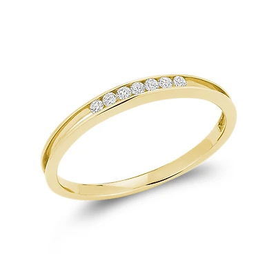 Bague en Or 10K Sertie de 7 Diamants  - 0.11ct. Color: jaune | Doucet Latendresse