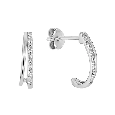 10k White Gold Stud Earrings Set with Diamonds - 5Pts. Color: white | Doucet Latendresse