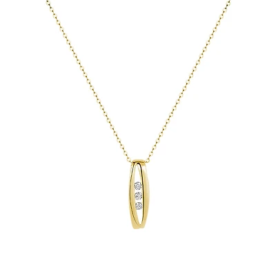 10K Gold Pendant Set with 3 Diamonds with Chain - 7Pts. Color: yellow | Doucet Latendresse