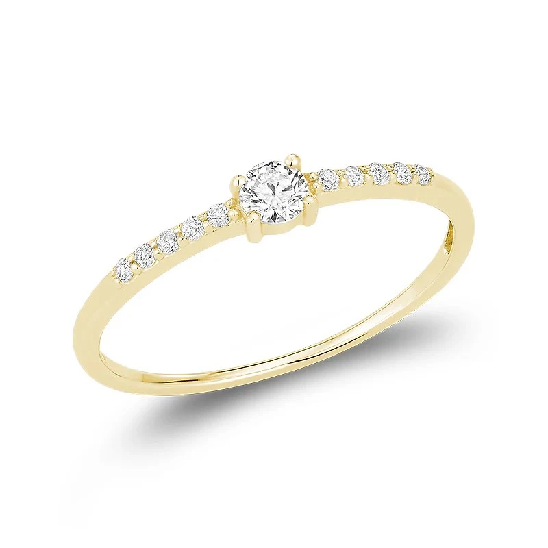 10K Gold Solitaire Ring Set with Diamonds