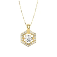 10K Gold Hexagon Pendant Set with Lab-Grown Diamonds with Chain - 18