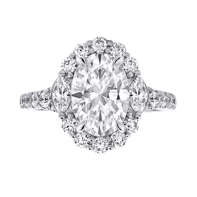 Bague Solitaire en Or blanc 10k Sertie de Diamants Cultivés Laboratoire