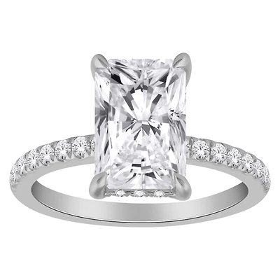 10k white Gold Solitaire Ring Set with Lab-Grown Diamonds