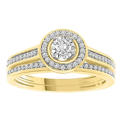 Ensemble d'Alliance en Or 10k Serti de Diamants