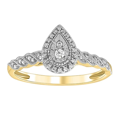 Two-Tone Pear Cocktail Ring Set with Diamonds - 10Pts. Color: 2 tone | Doucet Latendresse