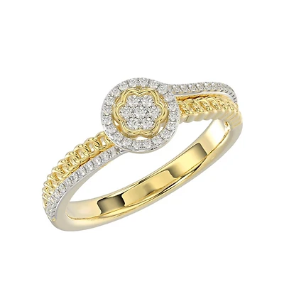 Round Cocktail Ring in 10k Gold Set with Diamonds - 15pts. Color: yellow | Doucet Latendresse