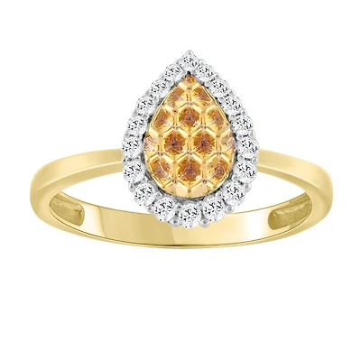 10K Gold Pear Cocktail Ring Set with Diamonds - 20Pts. Color: yellow | Doucet Latendresse