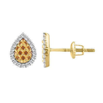 10K Gold Pear-Shaped Stud Earrings Set with Diamonds - 20Pts. Color: yellow | Doucet Latendresse