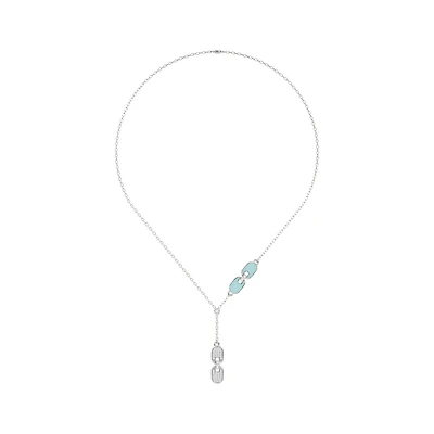 Pendentif Tiffany en Or Blanc 10k Serti de Diamants avec Chaine - 15Pts. Color: blanc | Doucet Latendresse