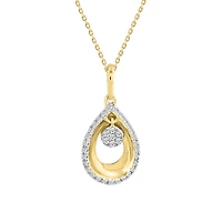 Pendentif Goutte en Or 10k Serti de Diamants avec Chaine - 18