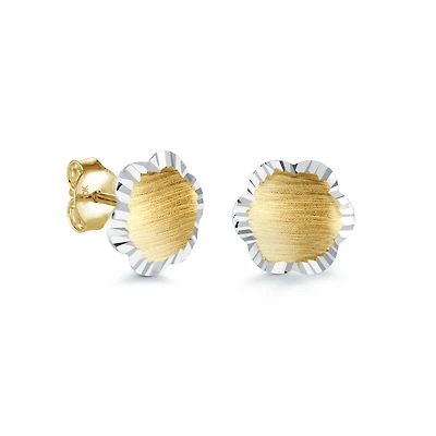 Two-Tone Earrings with Pattern in 10K Gold. Color: 2 tone | Doucet Latendresse