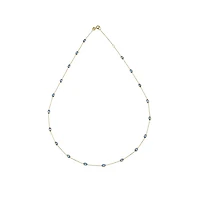 10K Gold Necklace with Blue Cubic Zirconia - 17