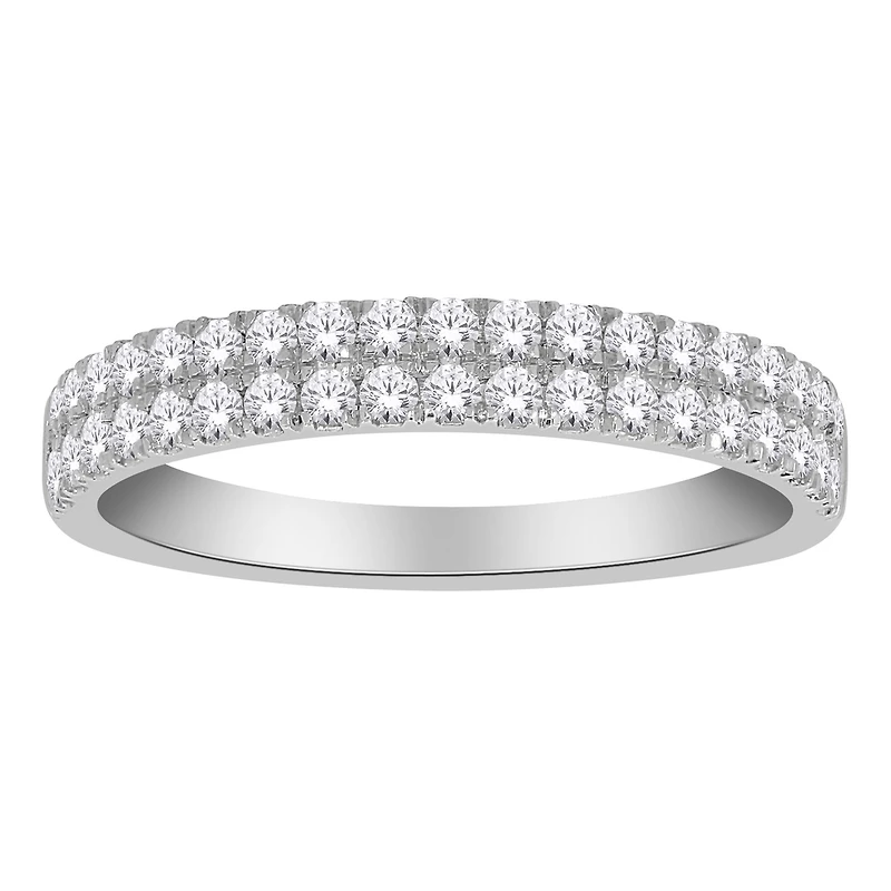 Bague Semi-Éternité en Or blanc 10k Sertie de Diamants