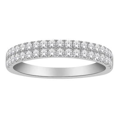 Bague Semi-Éternité en Or Blanc 10k Sertie de Diamants - 50Pts. Color: blanc | Doucet Latendresse