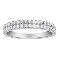 Bague Semi-Éternité en Or blanc 10k Sertie de Diamants