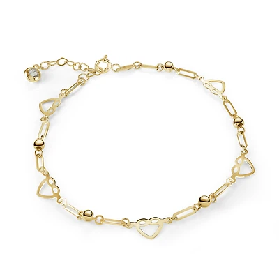 Bracelet à Maillons Coeurs en Or 10K - 8