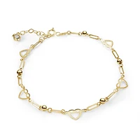 Bracelet à Maillons Coeurs en Or 10K - 8