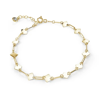 Paperclip Bracelet with Diamond Pattern in 10K Gold - 8