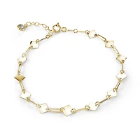 Paperclip Bracelet with Diamond Pattern in 10K Gold - 8