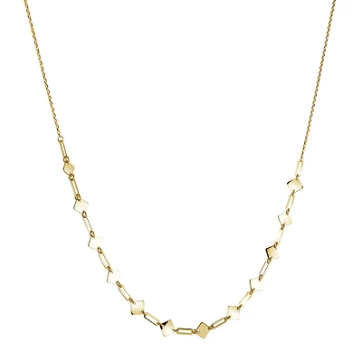10K Gold Diamond Pattern Trombone Necklace - 17