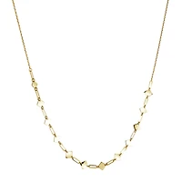 10K Gold Diamond Pattern Trombone Necklace - 17