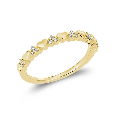 Bague avec Coeurs en Or 10k avec Diamants. Color: jaune | Doucet Latendresse