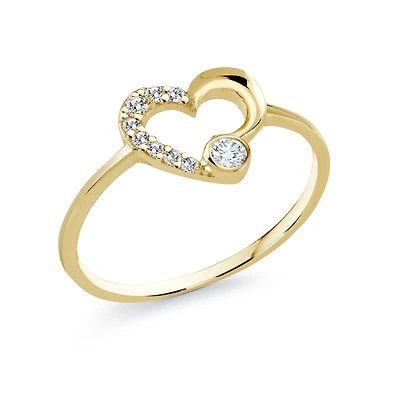 10K Gold Heart Ring Set with Cubic Zirconia. Color: yellow | Doucet Latendresse