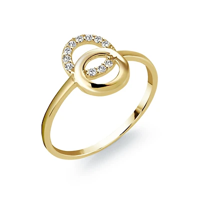 10K Gold Intertwined Circles Ring Set with Cubic Zirconia. Color: yellow | Doucet Latendresse