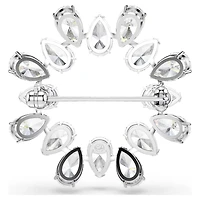 Broche Matrix en Métal Rhodié avec Cristaux Swarovski - 3.6cm. Color: blanc | Doucet Latendresse
