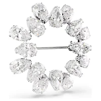 Broche Matrix en Métal Rhodié avec Cristaux Swarovski - 3.6cm. Color: blanc | Doucet Latendresse