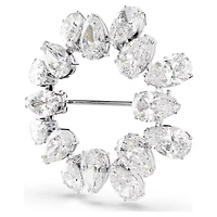 Broche Matrix en Métal Rhodié avec Cristaux Swarovski - 3.6cm. Color: blanc | Doucet Latendresse