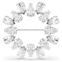 Broche Matrix en Métal Rhodié avec Cristaux Swarovski - 3.6cm. Color: blanc | Doucet Latendresse