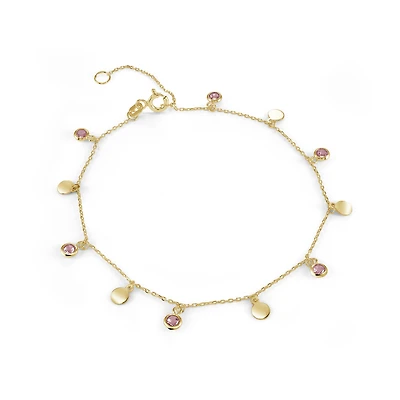 10K Gold Bracelet Set with Pink Cubic Zirconia - 8