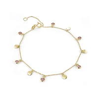 10K Gold Bracelet Set with Pink Cubic Zirconia - 8