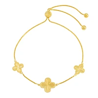 Bracelet Ajustable avec Billes et Trèfles en Argent Sterling - 10