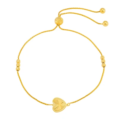 Bracelet Ajustable avec Billes et Coeur en Argent Sterling - 10